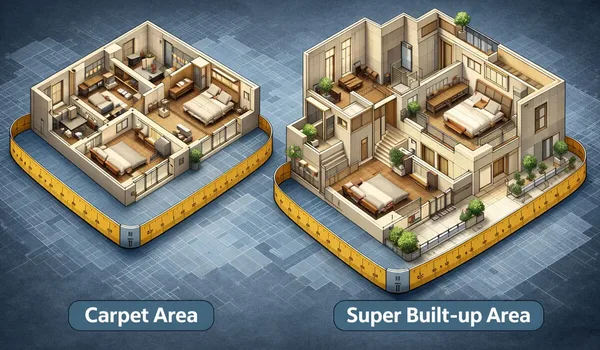 Carpet Area vs Super Built-up Area in Whitefield 2026 Featured Image of Carpet Area vs Super Built-up Area in Whitefield 2026